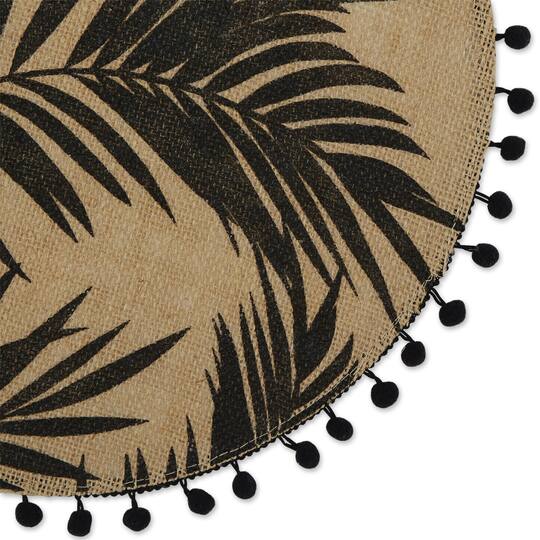 Black Fern Print On Natural Round Jute Placemat (Set of 6)